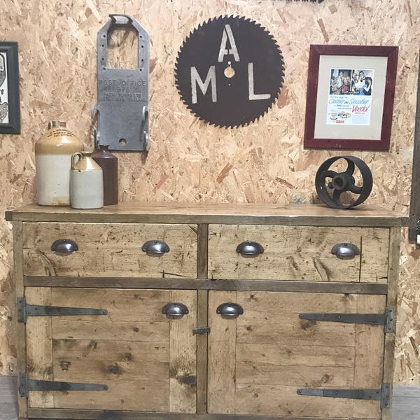 Industrial up-cycled dresser base ( for delivery charge info see description)