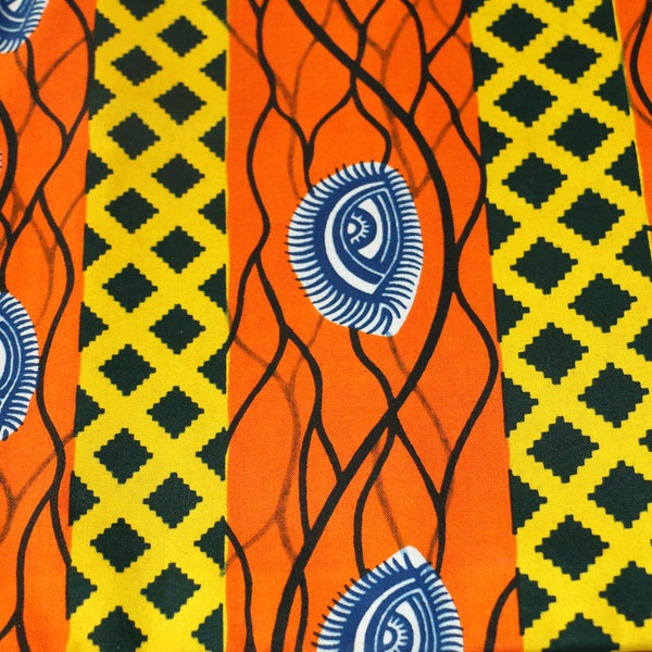 African Ankara Fabric, African Print Fabric, Orange African Cloth, 1 Yards African Cloth, High Target Africa Wax Print, African Dress fabric