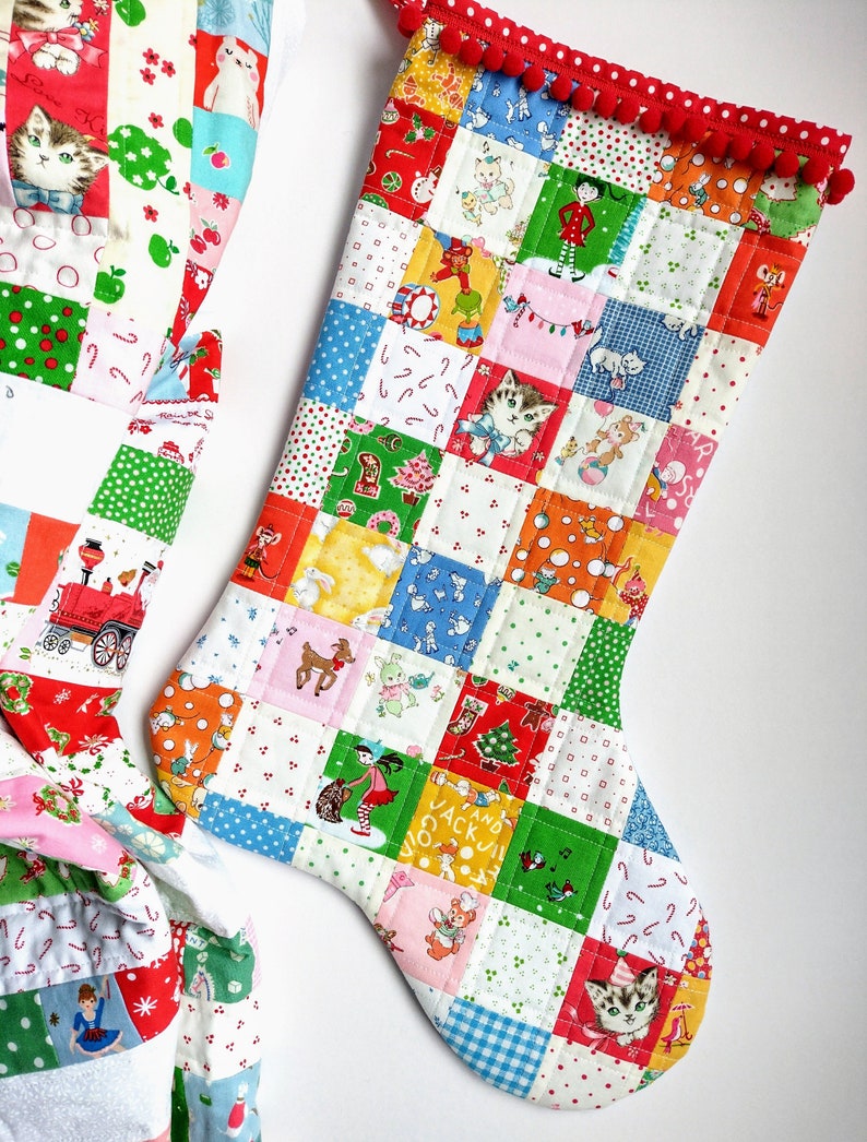 CHRISTMAS STOCKING PATTERN, pdf sewing pattern, 3 sizes, Cambridge Christmas stocking pattern, patchwork holiday stocking pattern image 9