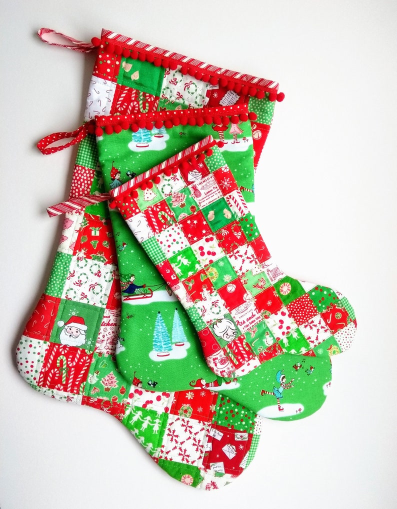 CHRISTMAS STOCKING PATTERN, pdf sewing pattern, 3 sizes, Cambridge Christmas stocking pattern, patchwork holiday stocking pattern image 8