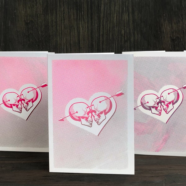 Skulls in Heart Valentine's Day Cards