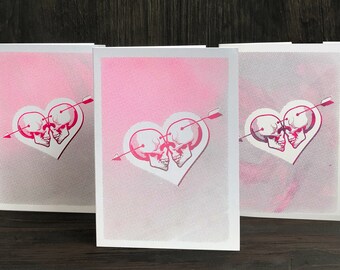 Skulls in Heart Valentine's Day Cards