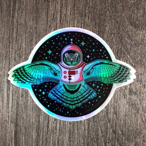 Eulen-Astronauten-Hologramm-Aufkleber
