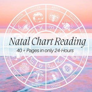 Leitura detalhada do mapa natal, leitura do mapa natal, mapa natal personalizado, leitura psíquica, para sua ideia de presente, leitura de tarô de presente de aniversário
