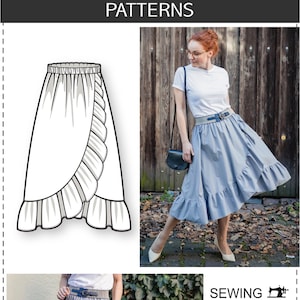 Wrap Skirt Pattern Ruffle Wrap Skirt Pattern Elastic Waist - Etsy