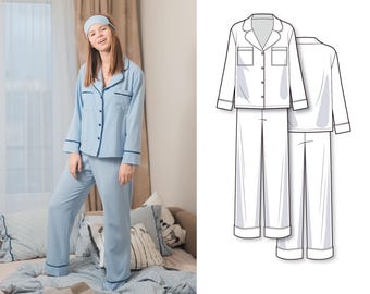 Pajama Sewing Pattern - Sleepwear Patterns - Women&#39;s PDF Sewing Patterns - PDF Pajama Patterns - Pj Pattern - Pj Shorts Pants Pattern