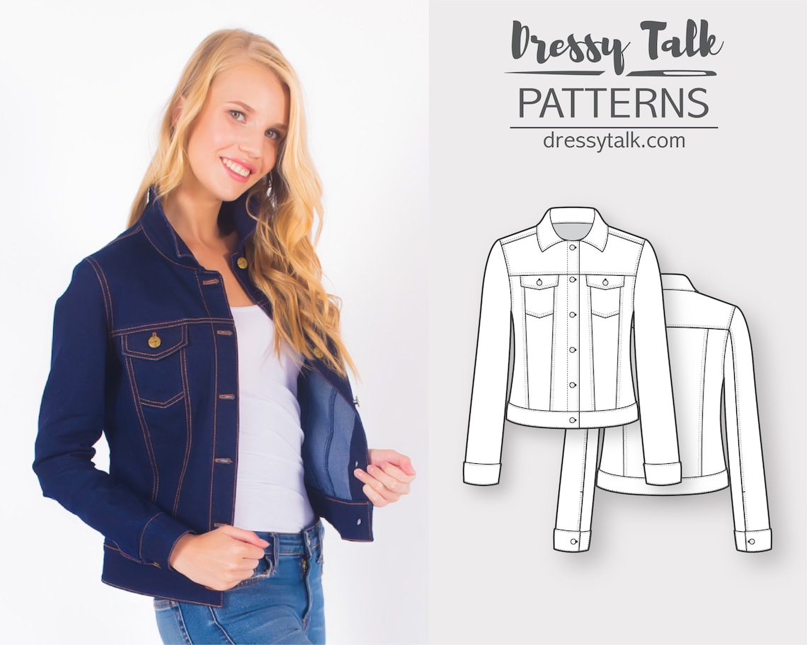 Denim Jacket Pattern Sewing Patterns Jean Jacket Pattern - Etsy
