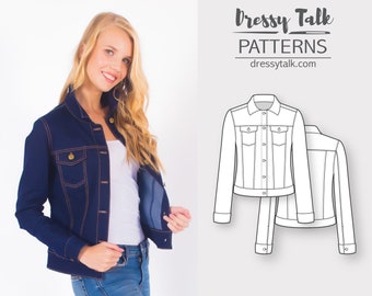 Patron de veste en jean - Patrons de couture - Patron de veste en jean - Patron de couture PDF - Patron tendance - Tutoriel de couture - Patrons pour femme