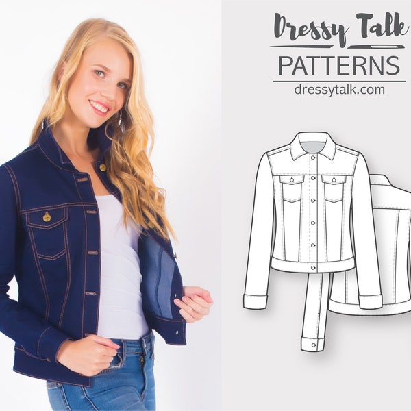 Denim Jacket Pattern - Sewing Patterns - Jean Jacket Pattern - PDF sewing pattern - Fashion Pattern - Sewing Tutorial - Patterns for Women