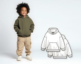 Beginner Kids Hoodie Sewing Pattern PDF, Easy Hoody Pattern for Boys, Digital Sewing Patterns for Children, Printable Hoody Pattern