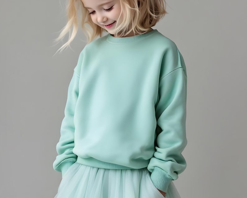 Kinder Sweatshirt PDF Schnittmuster, DIY Pullover, Anfänger-freundliches PDF, Printable Oversized Top, Unisex Mädchen Kinder Loungewear Bild 2