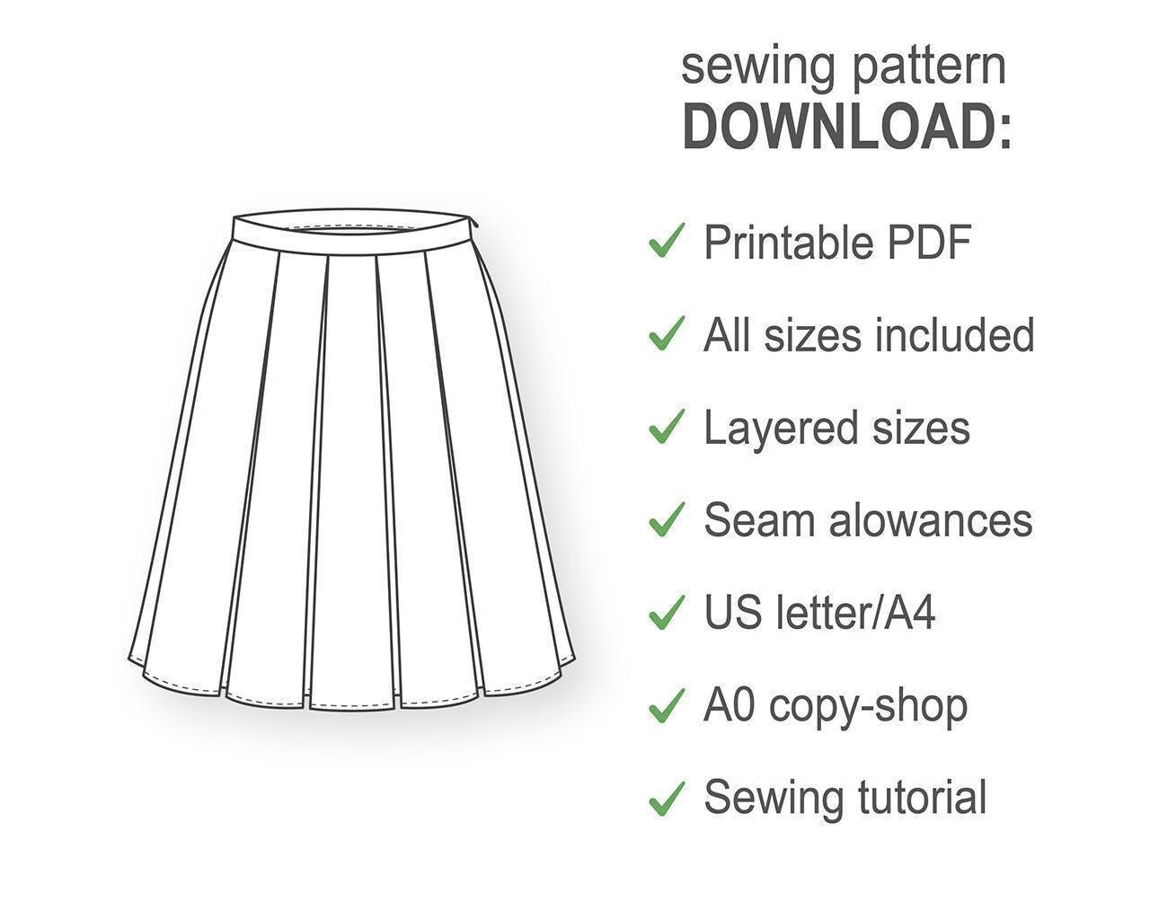 Pleated Skirt - Sewing and Pattern Drafting Tutorial - Etsy