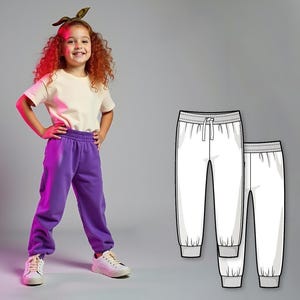 Girls Sweatpants Sewing Pattern PDF, Easy Pants Pattern for Kids, Beginner Digital Sewing Pattern, Printable Joggers for Children