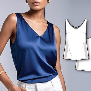 Top Sewing Pattern - Beginner Sewing Projects - Pattern for Sleeveless Blouse - Simple Sewing Patterns - PDF sewing patterns