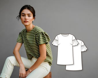 Designer Bluse Schnittmuster - Einfaches Bluse Schnittmuster - Schnittmuster T-Shirt - Top Schnittmuster - T-Shirt Schnittmuster PDF - Schnittmuster - PDF Pattern