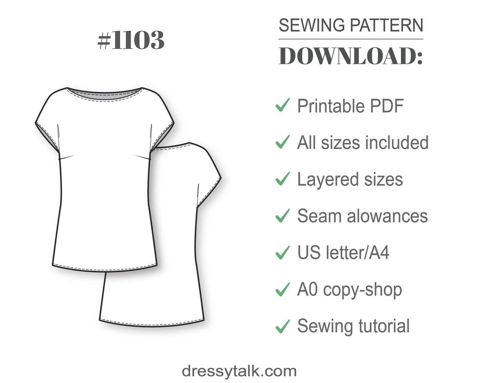 Beginner Blouse Pattern PDF Sewing Pattern Etsy