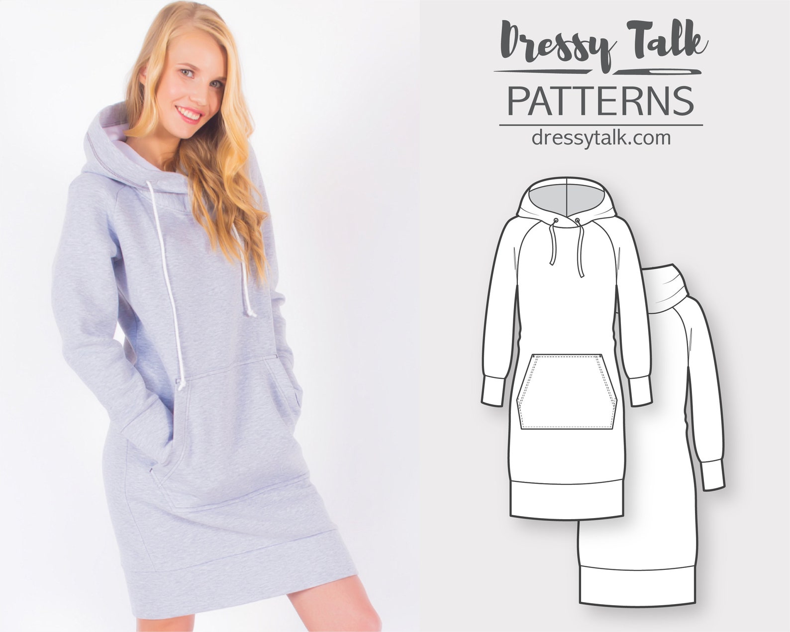 Sweatshirt Dress Sewing Pattern Knit Dress Pattern Hoodie Etsy