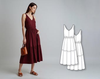 Dress Pattern - Sewing Pattern - Dress Patterns For Women - PDF Sewing Patterns - Summer Dress Patterns - Sundress Sewing Pattern -