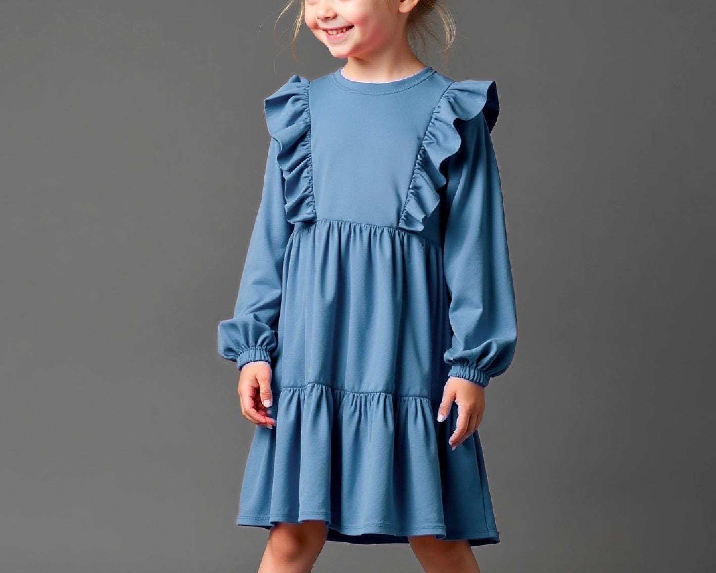Girls Tiered Ruffle Dress Sewing Pattern PDF, Beginner Kids Dress ...