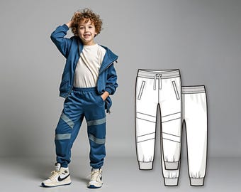 Jungen Jogginghose Schnittmuster PDF, Easy Pants Pattern für Kinder, Anfänger Digitales Schnittmuster, druckbare Schnittmuster Hose