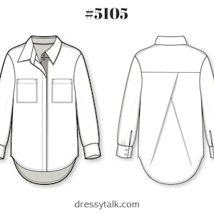 Oversized shirt dames naaipatroon - shirtpatroon - blouse mouwpatroon - dames shirtpatroon - button-down shirtpatroon afbeelding 2