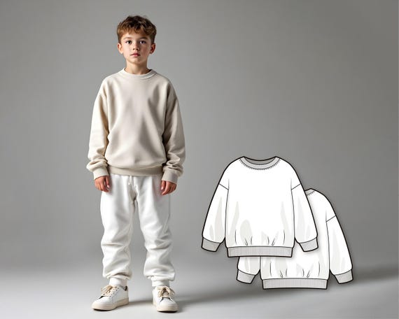 Boys Sweatshirt Sewing Pattern PDF, Easy Toddler Jumper, Beginner Kids Sweatshirt Pattern, Digital Sewing Download for Children