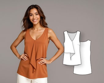 Sleeveless Blouse Pattern - PDF Sewing Pattern - Ruffle Pattern for Sewing - Womens Sewing Patterns - Sewing Tutorials - Clothing Patterns