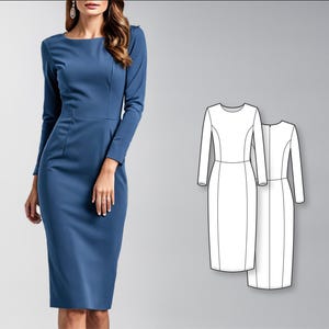 Long Sleeve Dress Pattern - Formal Dress Patterns - Simple Dress Pattern - Sewing Tutorial - Knit Dress Pattern - Dress Sewing Patterns