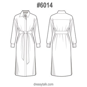 Shirt Dress Pattern PDF Sewing Patterns Long Sleeve Dress Pattern Downloadable Sewing Patterns Designer Dress Patterns Sewing Idea image 4