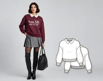 Sweatshirt Sewing Pattern - Women's Sweatshirt Pattern - Jersey Pattern - Sweatshirt Pattern - Top Pattern - Simple Top Sewing Pattern