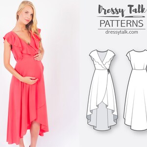 Maternity Sewing Patterns Pregnancy Dress Patterns Sewing Tutorial Wrap Dress Pattern Flounce Dress Pattern Womens Sewing Patterns image 3