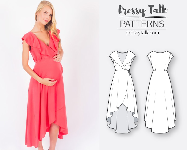 Maternity Sewing Patterns Pregnancy Dress Patterns Sewing Tutorial Wrap Dress Pattern Flounce Dress Pattern Womens Sewing Patterns image 3