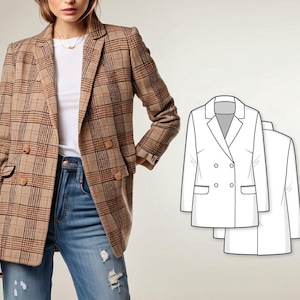 Blazer Sewing Patterns - Womens Sewing Pattern - Lined Double Breasted Jacket - Modern Sewing Pattern - Jacket Pattern - Blazer Pattern