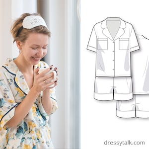 Pyjama Sewing Pattern - Sleepwear Patterns - Women's PDF Sewing Patterns - PDF Pajama Patterns - Pj Pattern - Pj Shorts Sorts Pattern