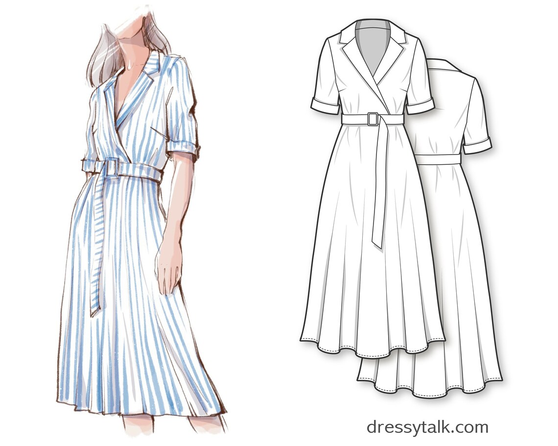 Wrap Dress Sewing Patterns Long Dress Patterns With Sleeves Etsy