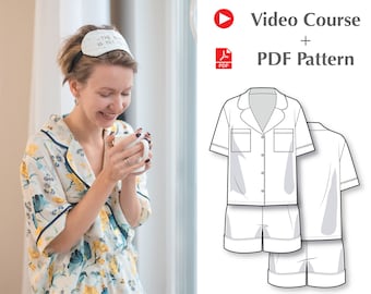 Video Course: How To Sew Women's Pyjama - Sewing Pattern - Sleepwear Patterns - Women's PDF Sewing Patterns - PDF Pajama Patterns