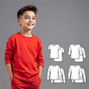 Boys T-Shirt Sewing Pattern PDF, Short and Long Sleeve Options, Beginner Kids T-Shirt Pattern, Easy Digital Sewing Pattern