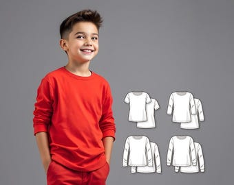 Boys T-Shirt Sewing Pattern PDF, Short and Long Sleeve Options, Beginner Kids T-Shirt Pattern, Easy Digital Sewing Pattern