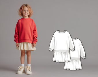 Mädchen Kleid Schnittmuster PDF, einfach Anfänger Kleid Muster für Baby und Kinder, digitale Muster nähen Download
