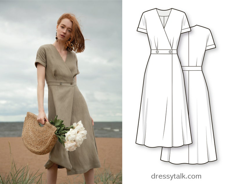 Linen Wrap Dress Sewing Pattern Aline Dress Pattern New Etsy