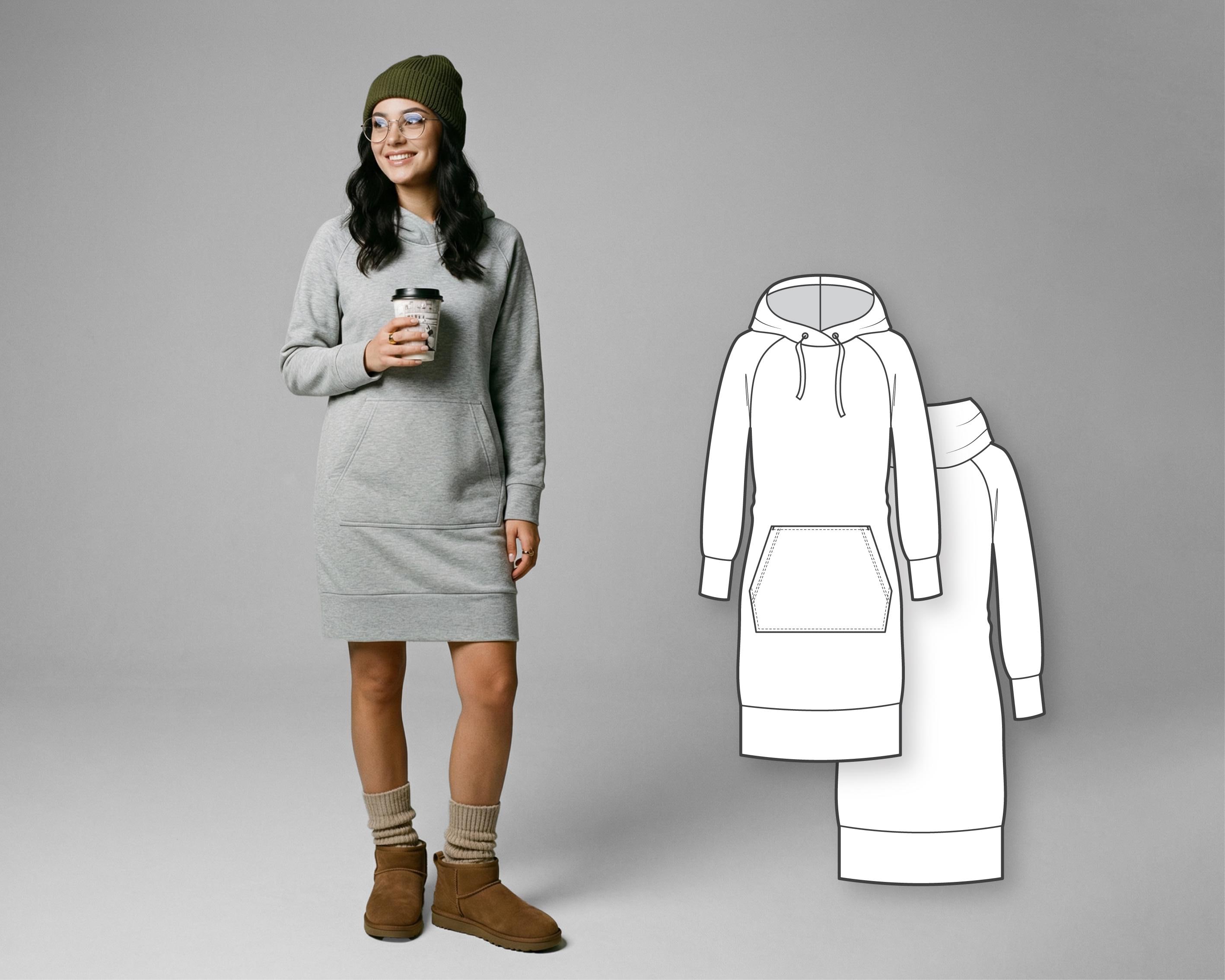 grey sweater dress with pockets Grey Hooded Front Pocket Maternity Sweater Dress main image 1