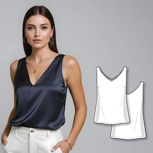 Patron de haut - Projets de couture pour débutants - Patron de chemisier sans manches - Patrons de couture simples - Patrons de couture PDF