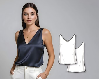 Top Sewing Pattern - Beginner Sewing Projects - Pattern for Sleeveless Blouse - Simple Sewing Patterns - PDF sewing patterns