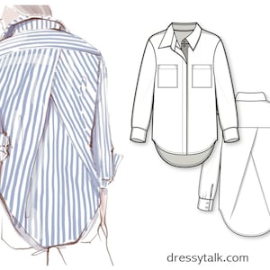 Oversized Shirt Womens Sewing Pattern - Shirt Pattern - Blouse Sleeve Pattern - Ladies Shirt Pattern - Button Down Shirt Pattern