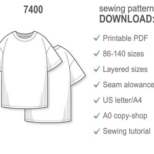 Girls Sewing Pattern PDF, Kids Oversized T-Shirt Pattern, Easy Beginner Top Sewing Pattern, Digital PDF Pattern Sew for Children image 3
