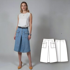 Beginner A-line Skirt PDF Pattern Sewing for Women Easy Sewing Tutorial Cargo Summer DIY Midi Skirt Sewing Pattern Digital Instant Download