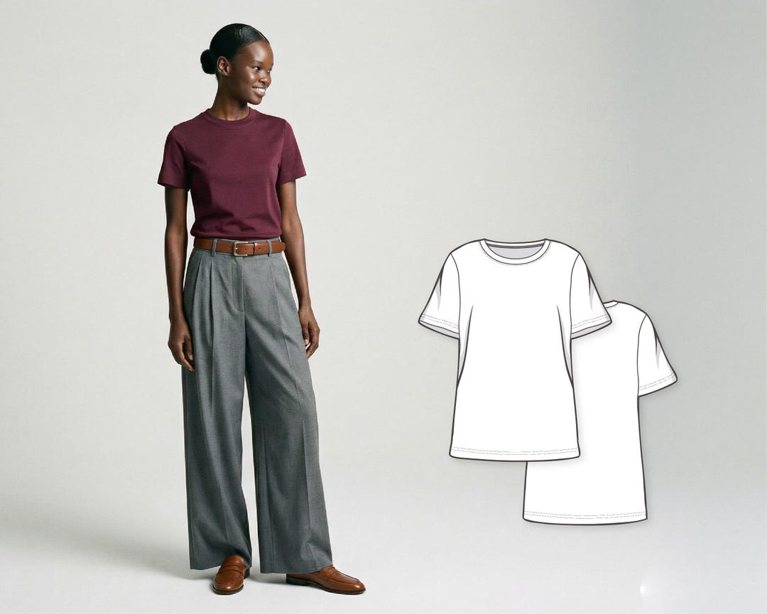Women’s Boxy T-shirt Sewing Pattern, Relaxed Fit Short Sleeve Knit Top ...
