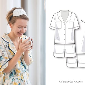 Pajama Sewing Pattern - Sleepwear Patterns - Women&#39;s PDF Sewing Patterns - PDF Pajama Patterns - Pj Pattern - Pj Shorts Sorts Pattern