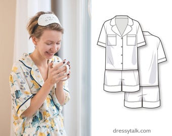 Pajama Sewing Pattern - Sleepwear Patterns - Women&#39;s PDF Sewing Patterns - PDF Pajama Patterns - Pj Pattern - Pj Shorts Sorts Pattern