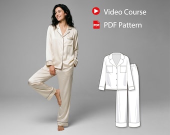 Video Course: How To Sew Women's Pajama - Sewing Pattern - Sleepwear Patterns - Women's PDF Sewing Patterns - PDF Pajama Patterns